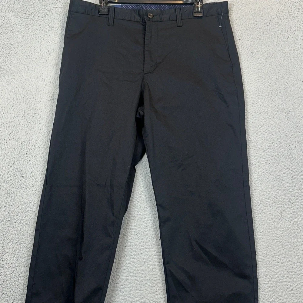NEW Savile Row Company Pants Mens 36X32 Black Chino Stretch Flat Front Casual